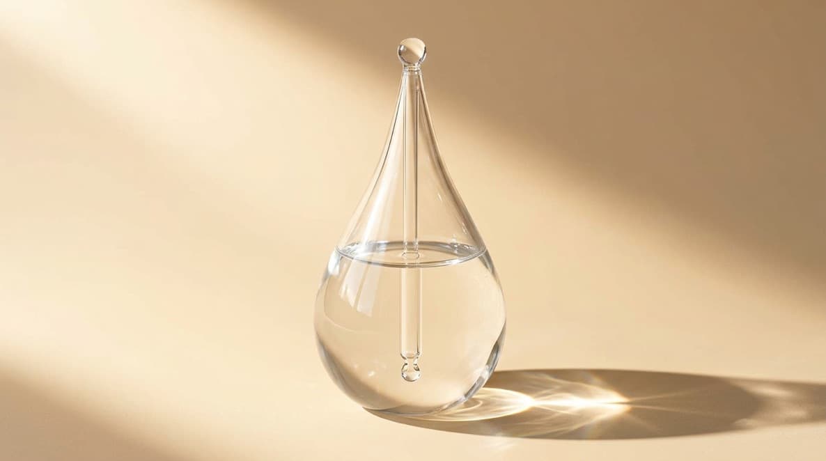Cutivelle dropp-formad serumflaska i klart glas